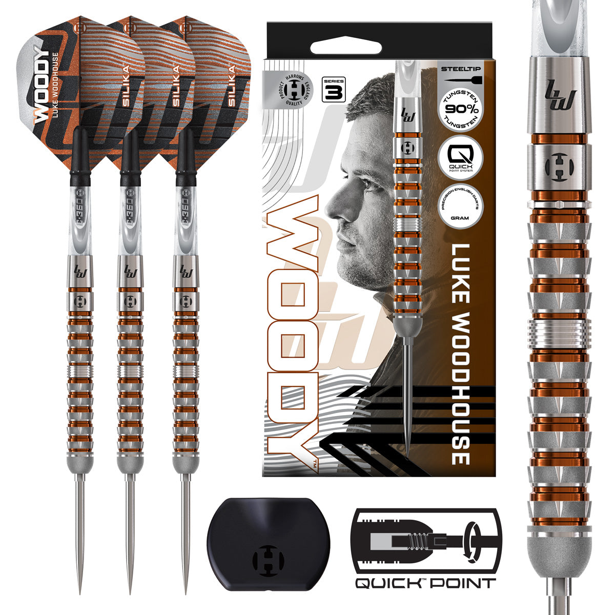 Harrows Luke Woodhouse Series 3 90% Tungsten QP Steel Tip Darts
