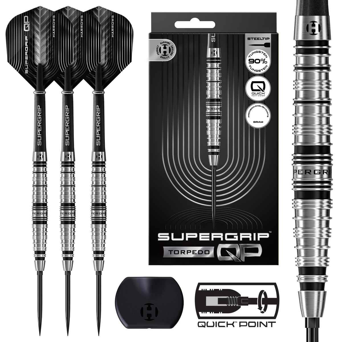 Harrows Supergrip Torpedo 90% Tungsten QP Steel Tip Darts