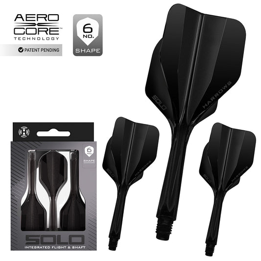 Harrows Solo No6 Integrated Flights & Shafts Black