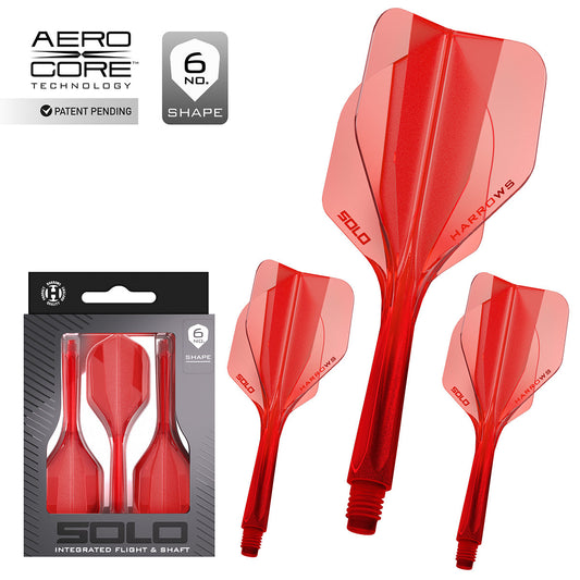 Harrows Solo No6 Integrated Flights & Shafts Red