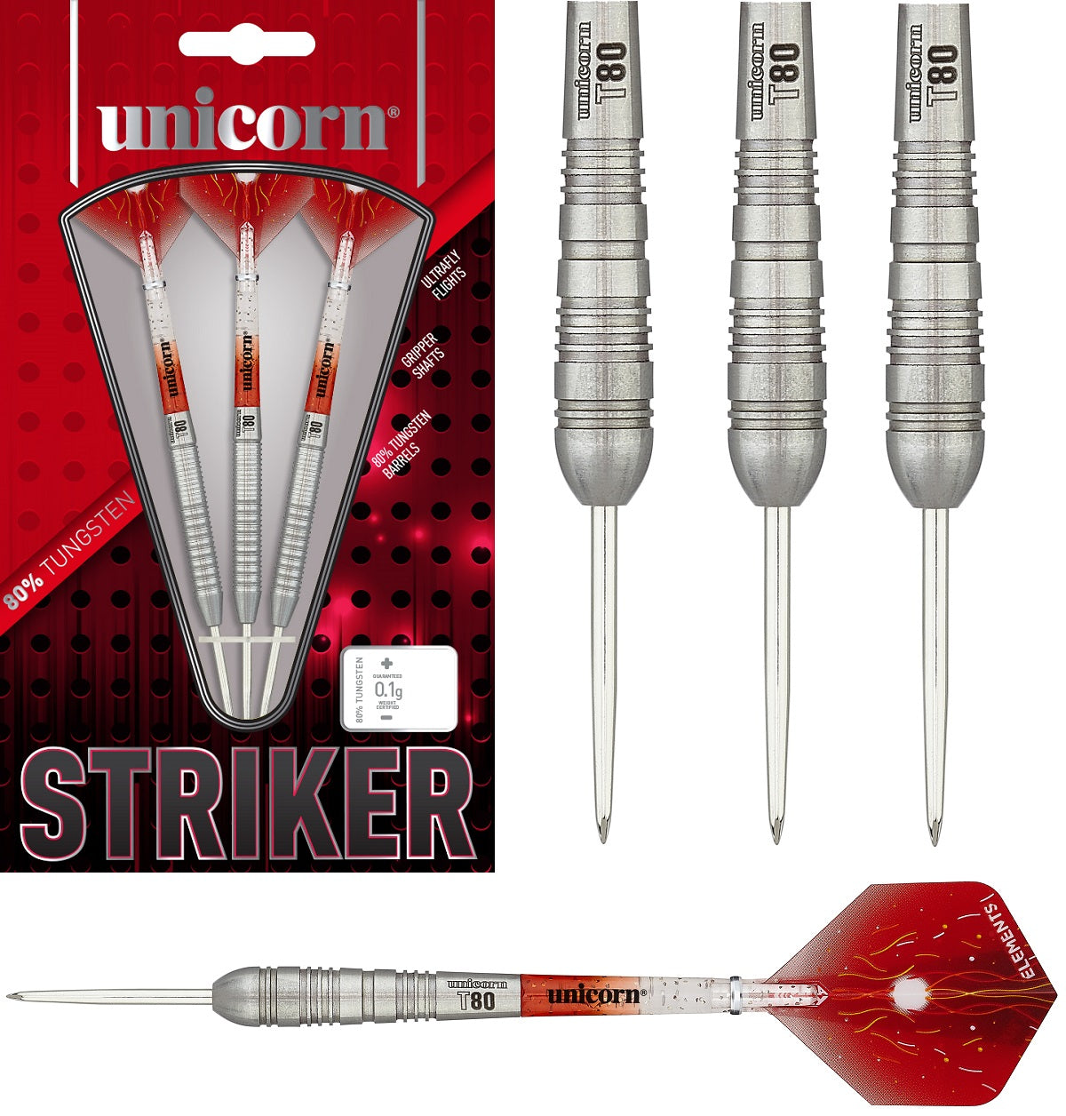 Unicorn Striker Type 4 80% Tungsten Steel Tip Darts