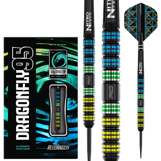 Dragonfly 95 Parallel 95% Tungsten Steel Tip Darts by Red Dragon