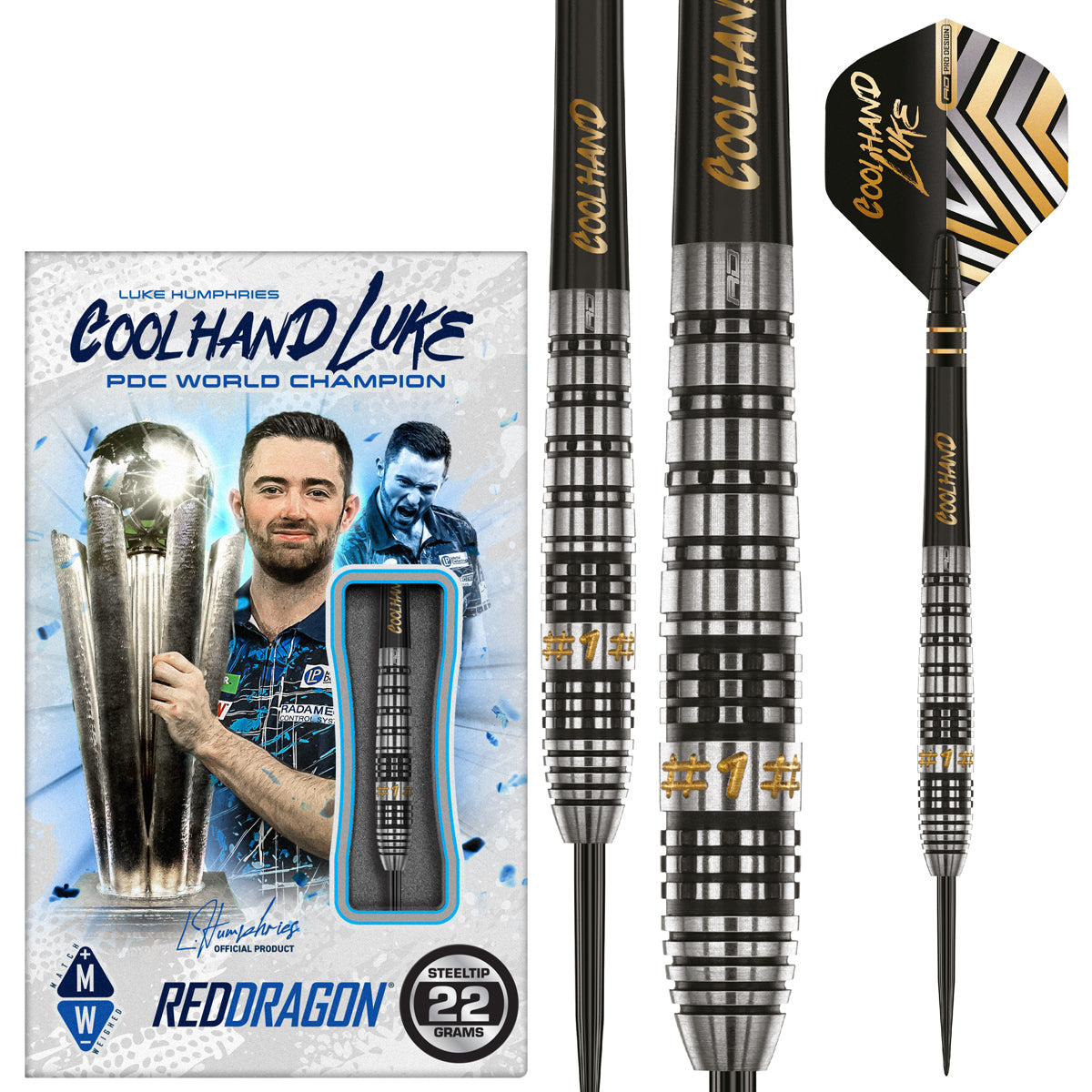 Luke Humphries Prestige 90% Tungsten Steel Tip Darts by Red Dragon