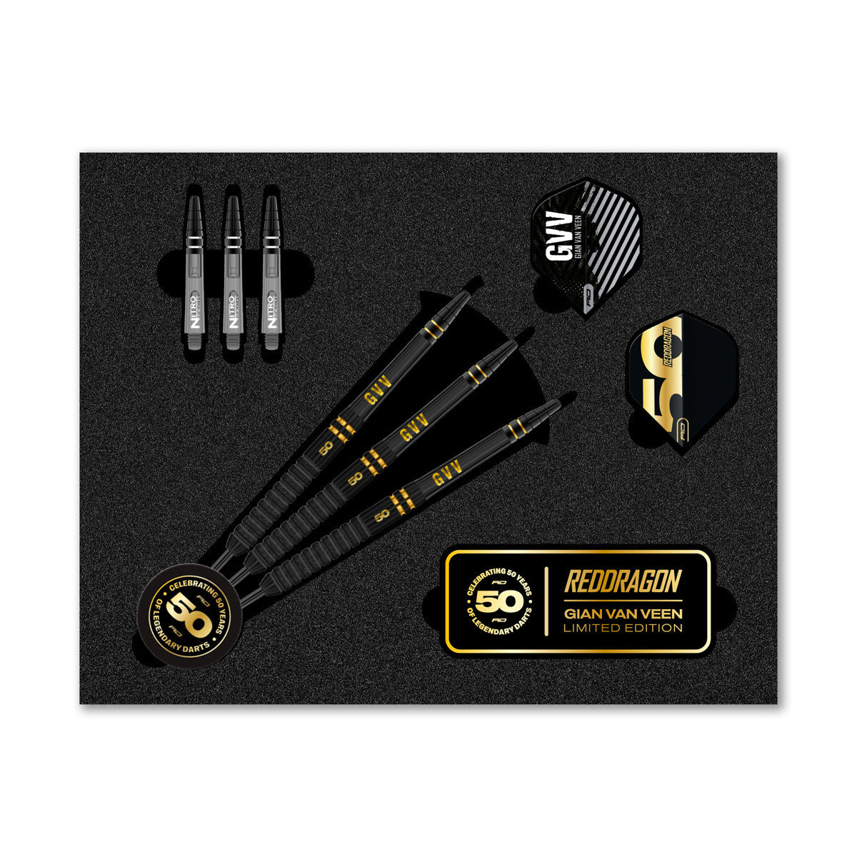 Red Dragon Gian van Veen 50 Years Limited Edition 90% Tungsten Steel Tip Darts