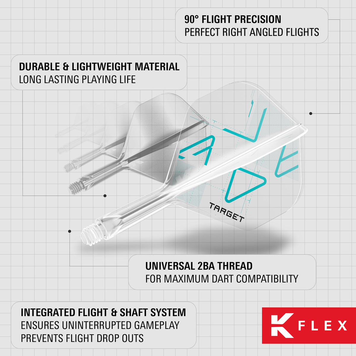 Target Darts K Flex Integrated Dart Flights And Shafts, No.6 Rood (Medium) | Pak van 3 K-Flex - No6, Kflex All In One Moulded Dart Flight & Stem | Professionele Dart Accessoires