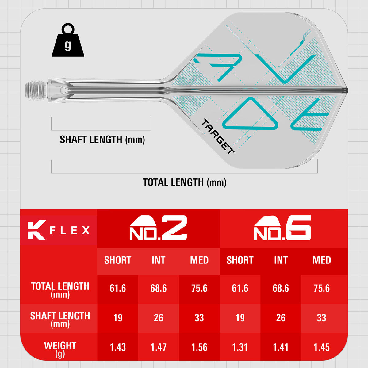 Target K-Flex Rove No2 One Piece Dart Flights
