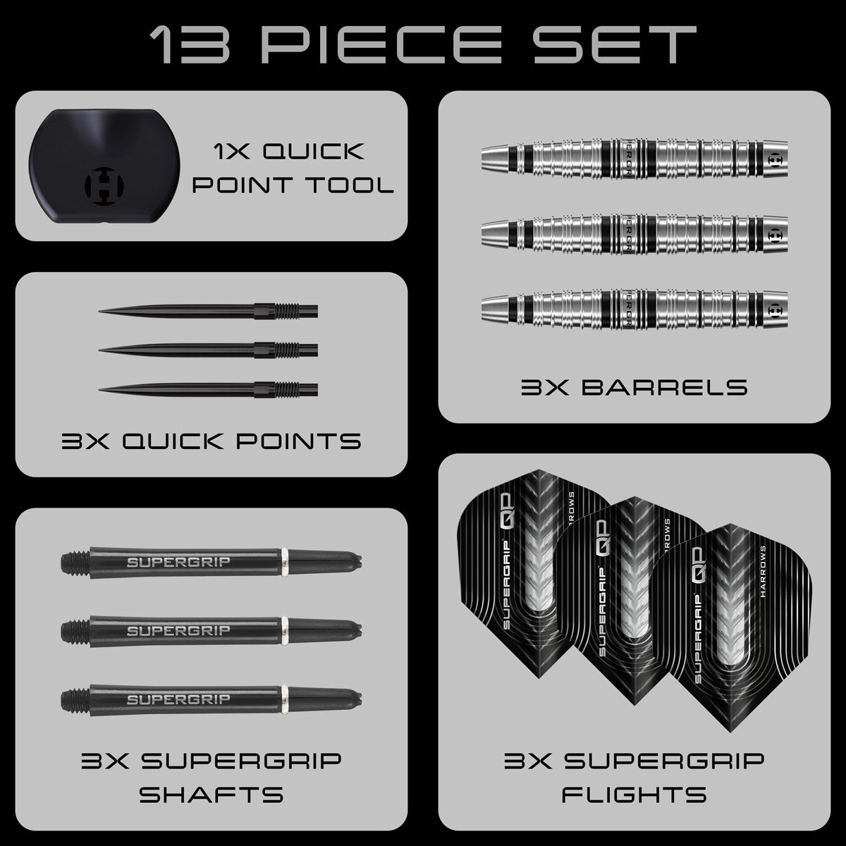 Harrows Supergrip Torpedo 90% Tungsten QP Steel Tip Darts