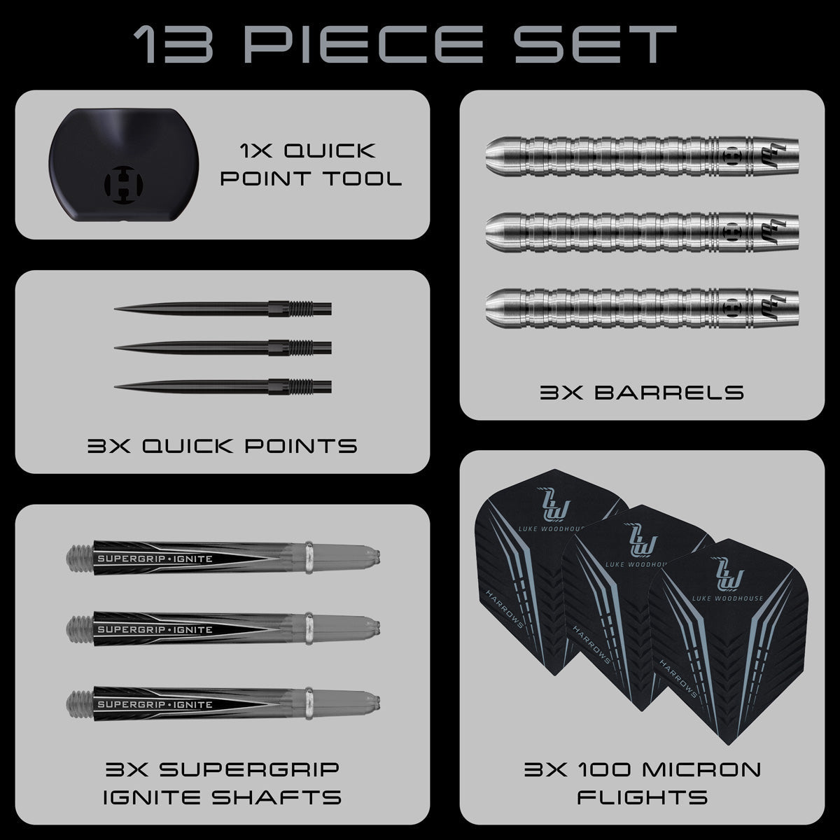 Harrows Luke Woodhouse Series 1 90% Tungsten QP Steel Tip Darts