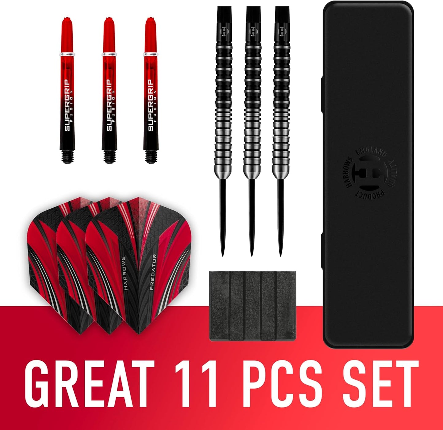 Harrows Darts Predator 90% Tungsten Dart Set with Steel Tip