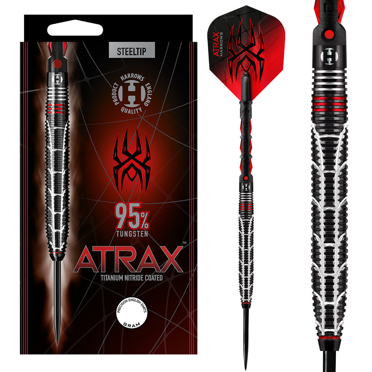 Atrax 95% Tungsten Steel Tip Darts by Harrows