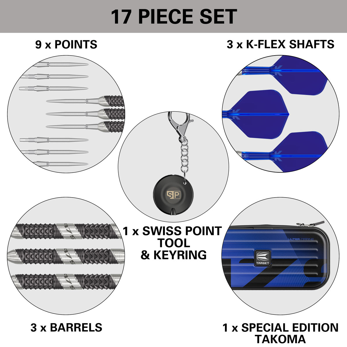 975 Ultra Marine 01 97.5% Tungsten Swiss Point Steel Tip Darts by Target