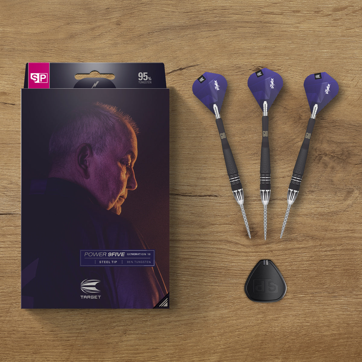 Phil Taylor Power 9five G10 95% Tungsten Swiss Point Steel Tip Darts by Target