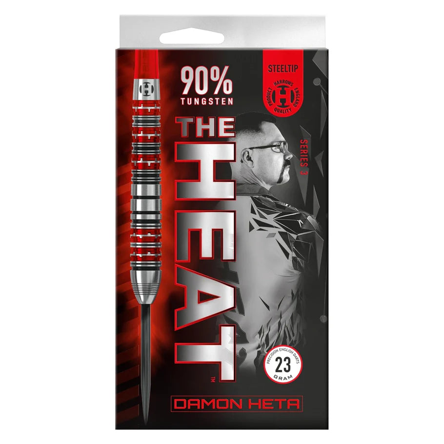 Harrows Damon Heta The Heat Series 3 Steel Tip Darts, 90% Tungsten