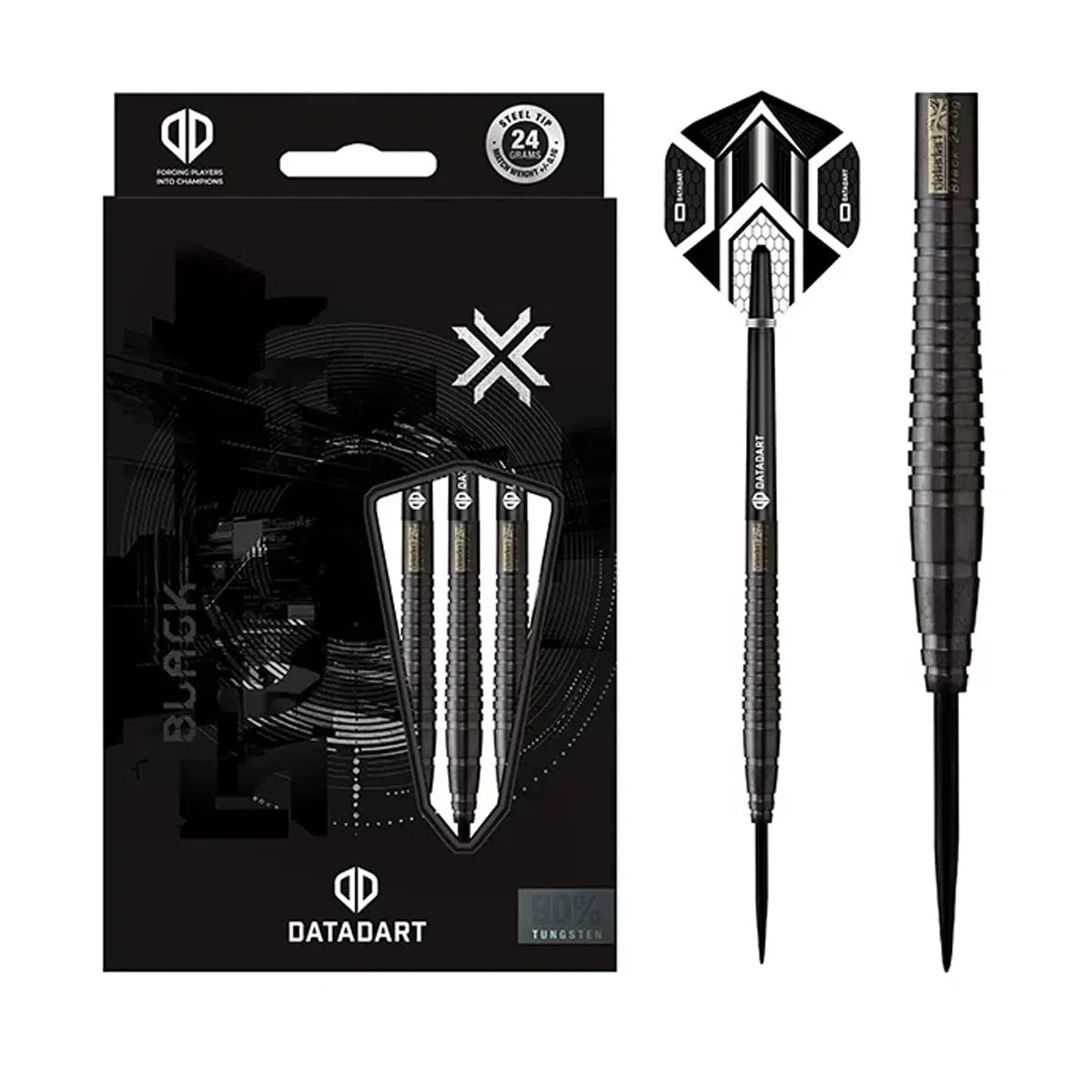 DataDart Black Slim Ringed 90% Tungsten Steel Tip Darts