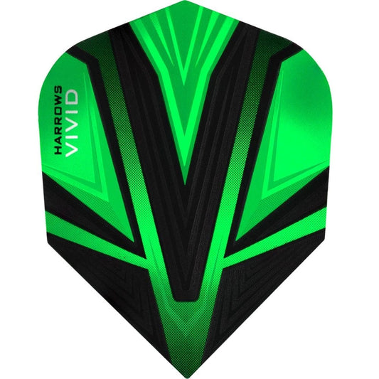Harrows Vivid Dart Flights, Green, No 2 Shape, 100 Micron