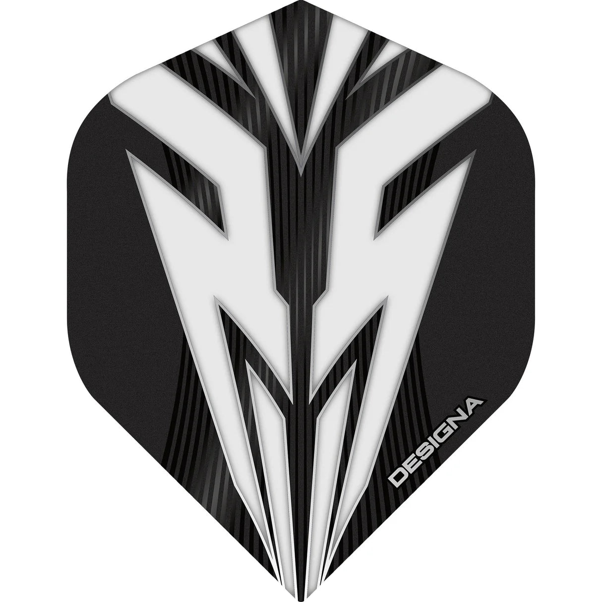 Designa Mako Darts Flights, Black and White, No 2 Shape, 150 Micron