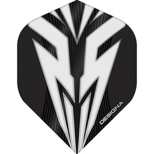 Designa Mako Darts Flights, Black and White, No 2 Shape, 150 Micron