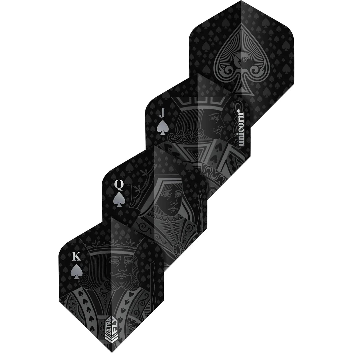 Unicorn Ultra Fly Dart Flights, Royal Flush Black, No2 Shape, 100 Micron