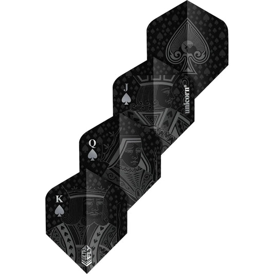 Unicorn Ultra Fly Dart Flights, Royal Flush Black, No2 Shape, 100 Micron