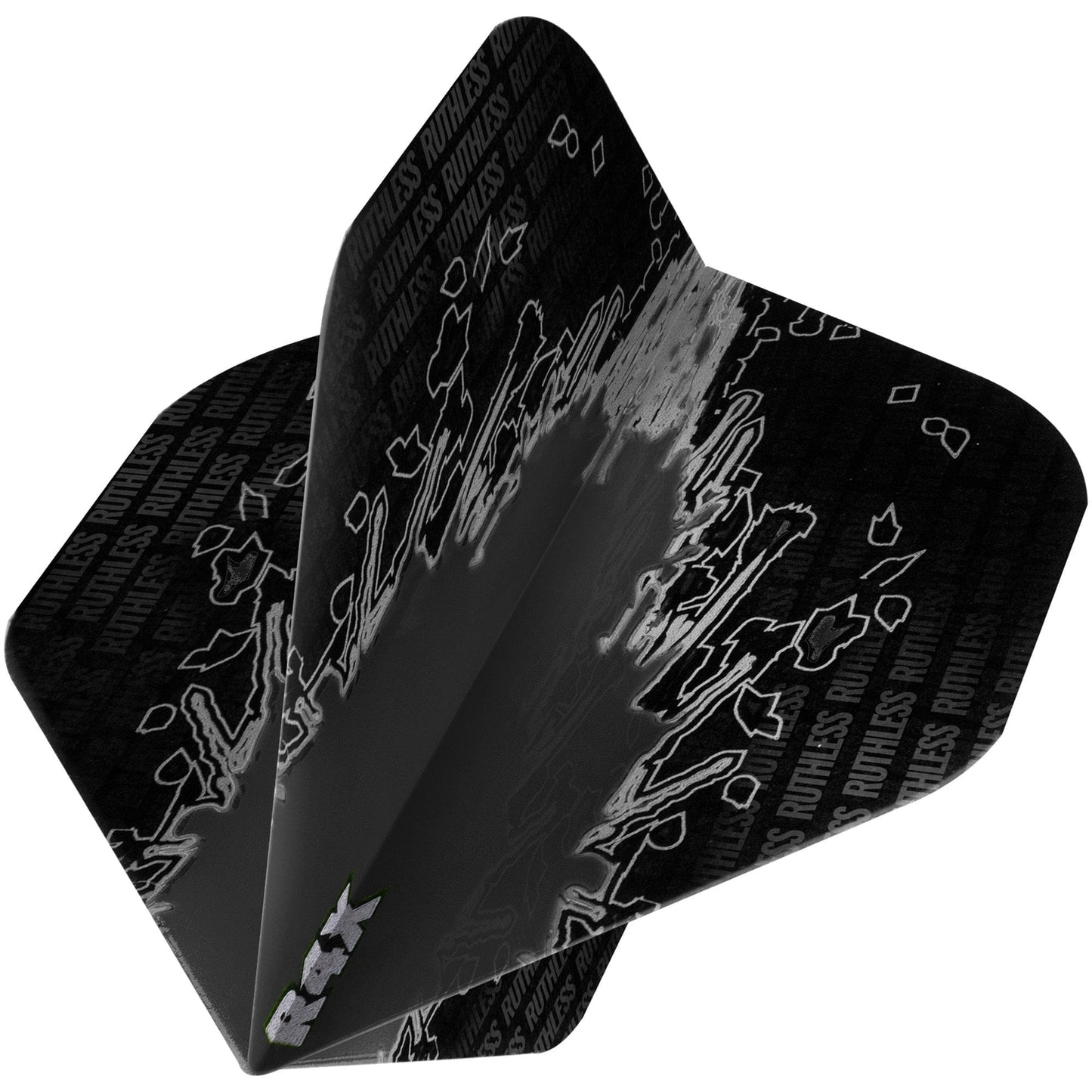 Ruthless High Impact Dart Flights, Black, No 2 Shape, 100 Micron