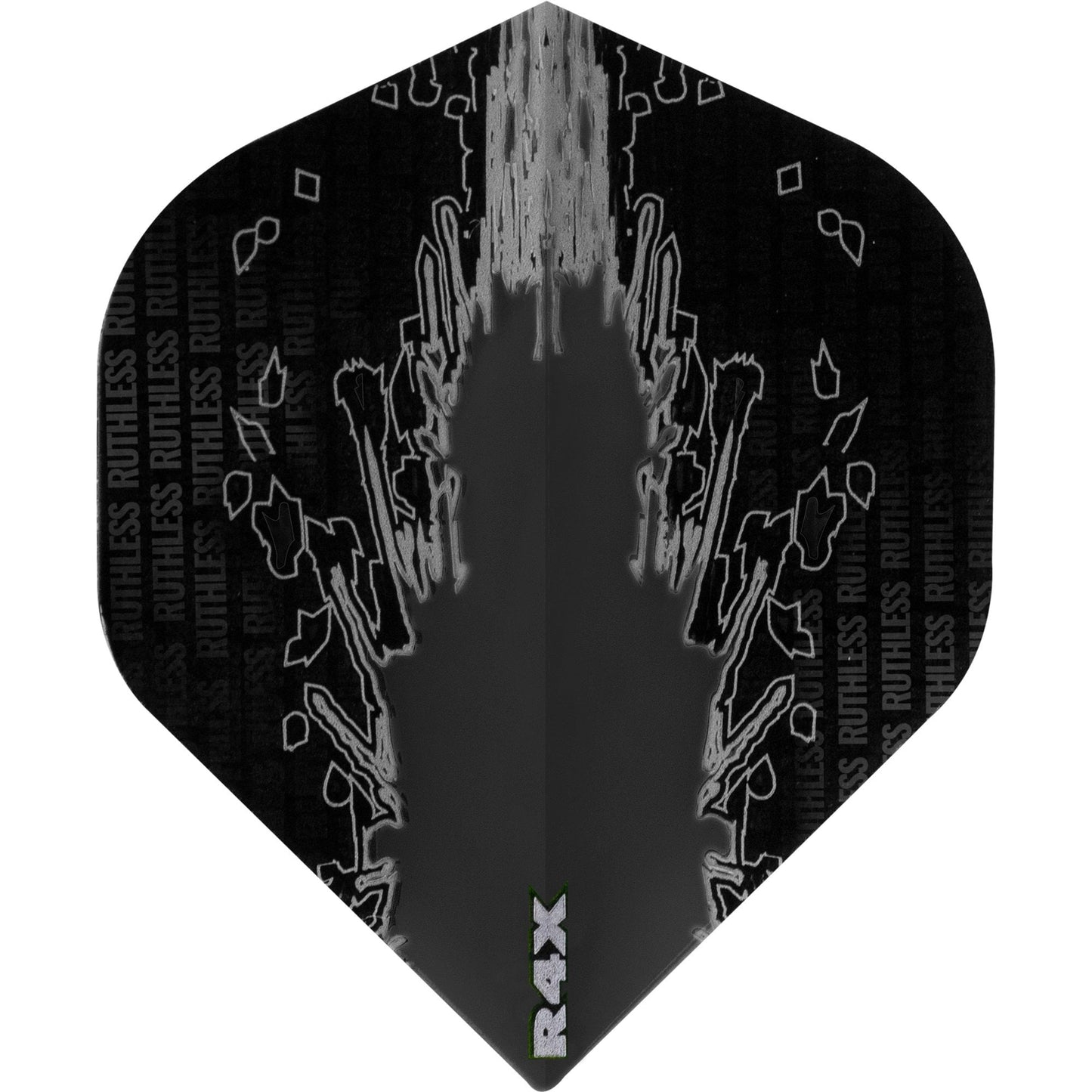 Ruthless High Impact Dart Flights, Black, No 2 Shape, 100 Micron