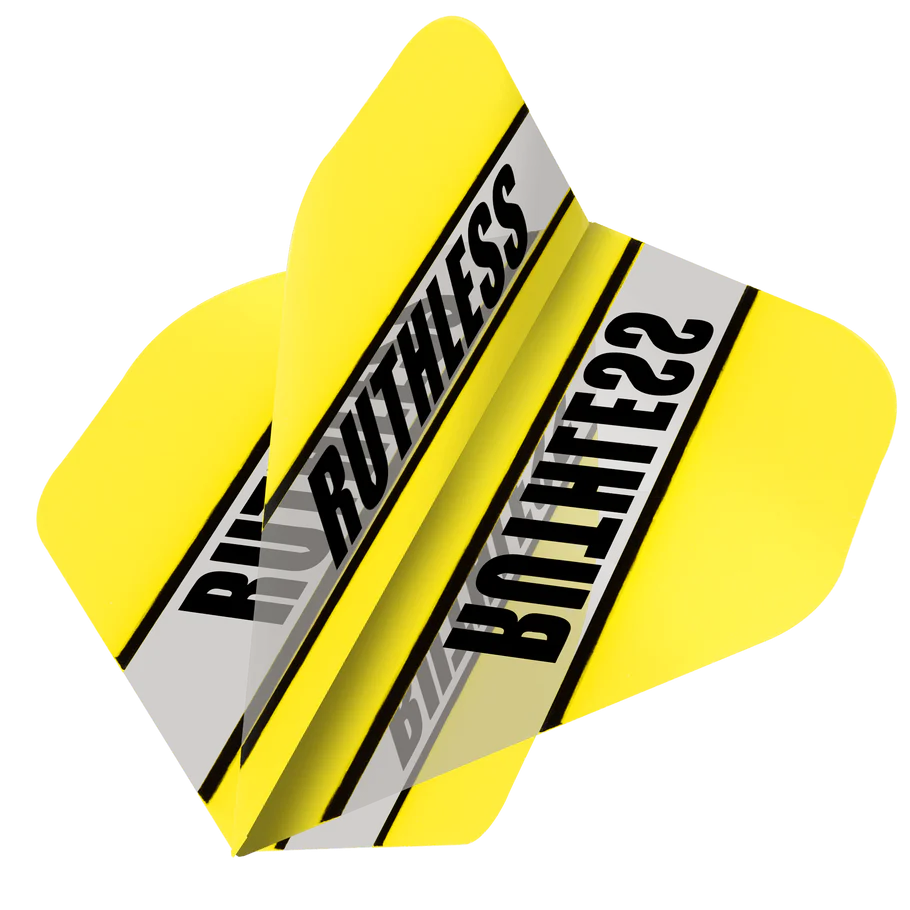 Ruthless Clear Panel Dart Flights, Yellow, No 2 Shape, 100 Micron
