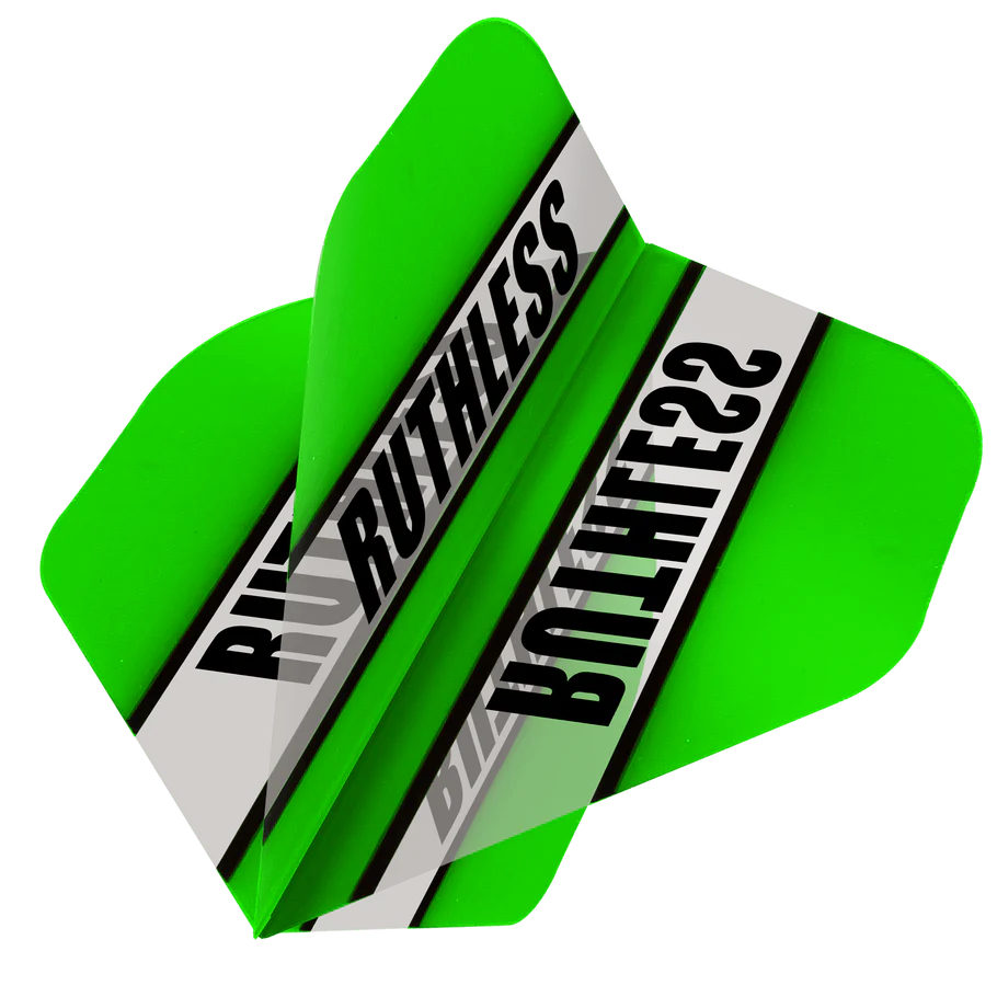 Ruthless Clear Panel Dart Flights, Green, No 2 Shape, 100 Micron