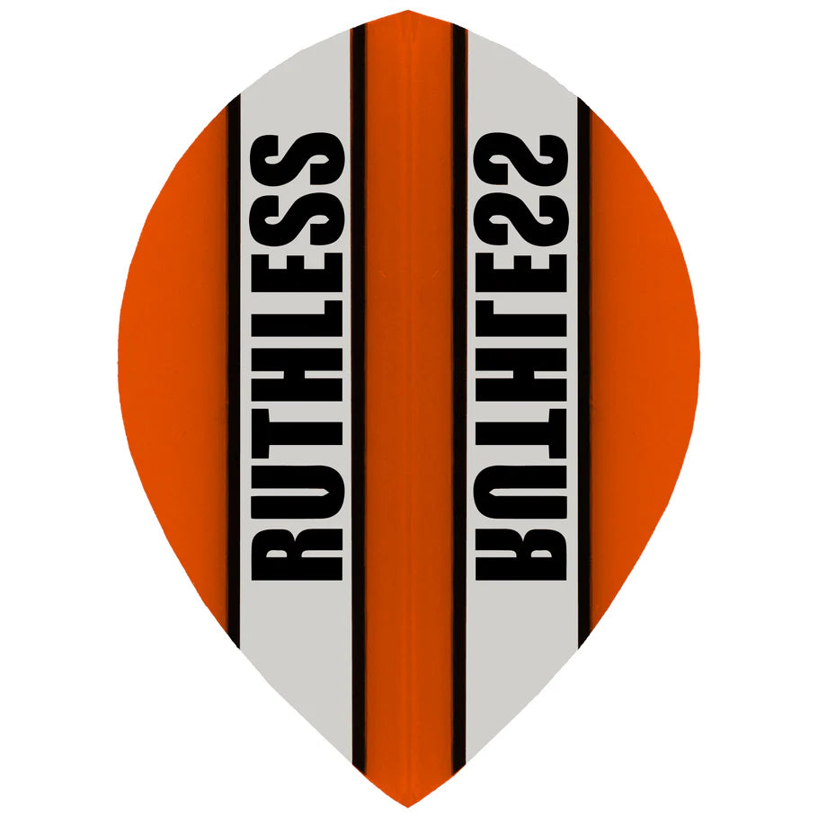 Ruthless Clear Panel Dart Flights, Orange, Pear Shape, 100 Micron