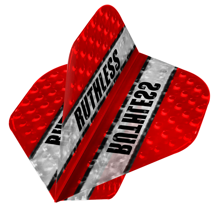 Ruthless Clear Panel Dimplex Darts Flights, Red, No 2 Shape, 100 Micron