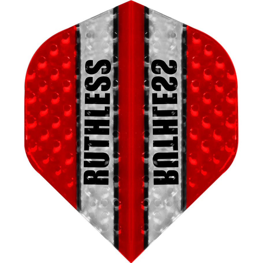 Ruthless Clear Panel Dimplex Darts Flights, Red, No 2 Shape, 100 Micron
