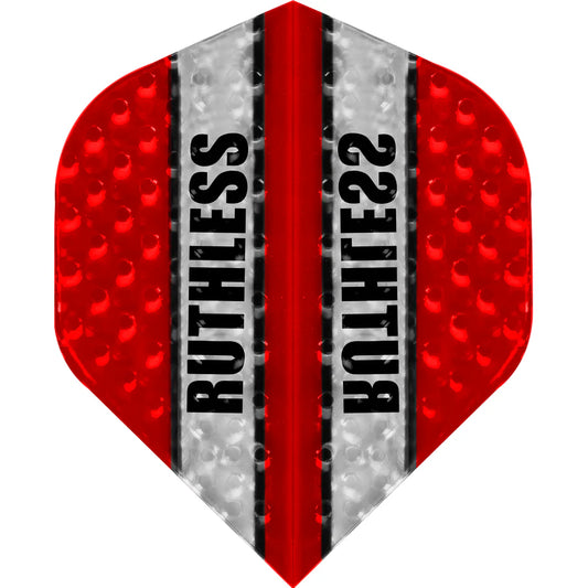 Ruthless Clear Panel Dimplex Darts Flights, Red, No 2 Shape, 100 Micron