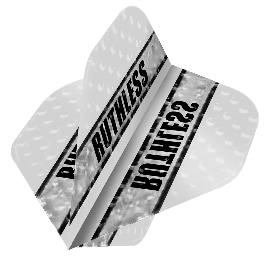 Ruthless Clear Panel Dimplex Darts Flights, White, No 2 Shape, 100 Micron