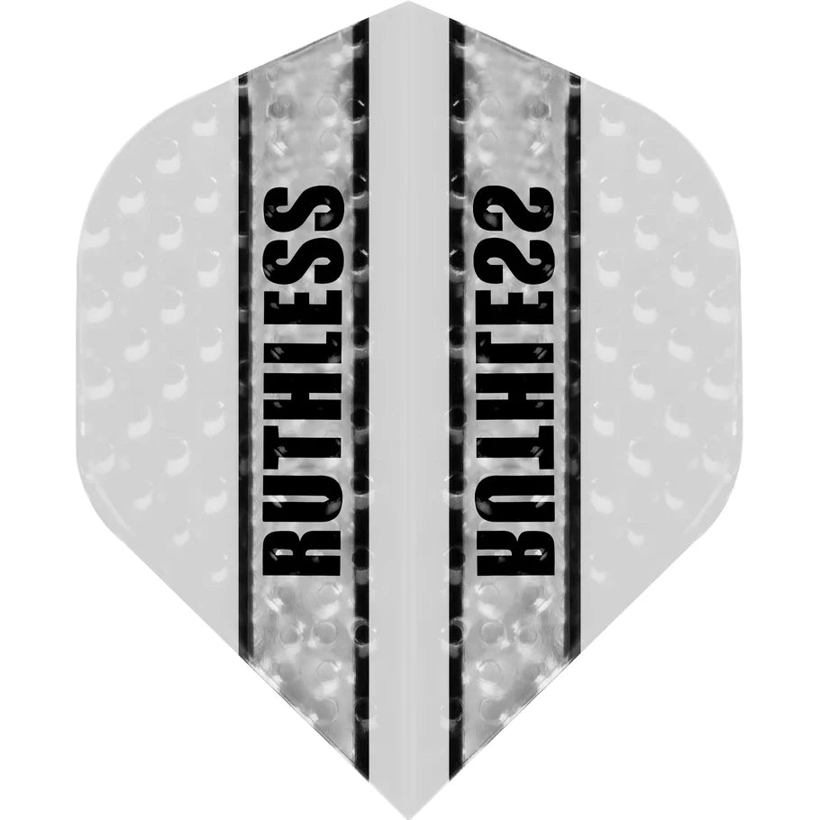 Ruthless Clear Panel Dimplex Darts Flights, White, No 2 Shape, 100 Micron