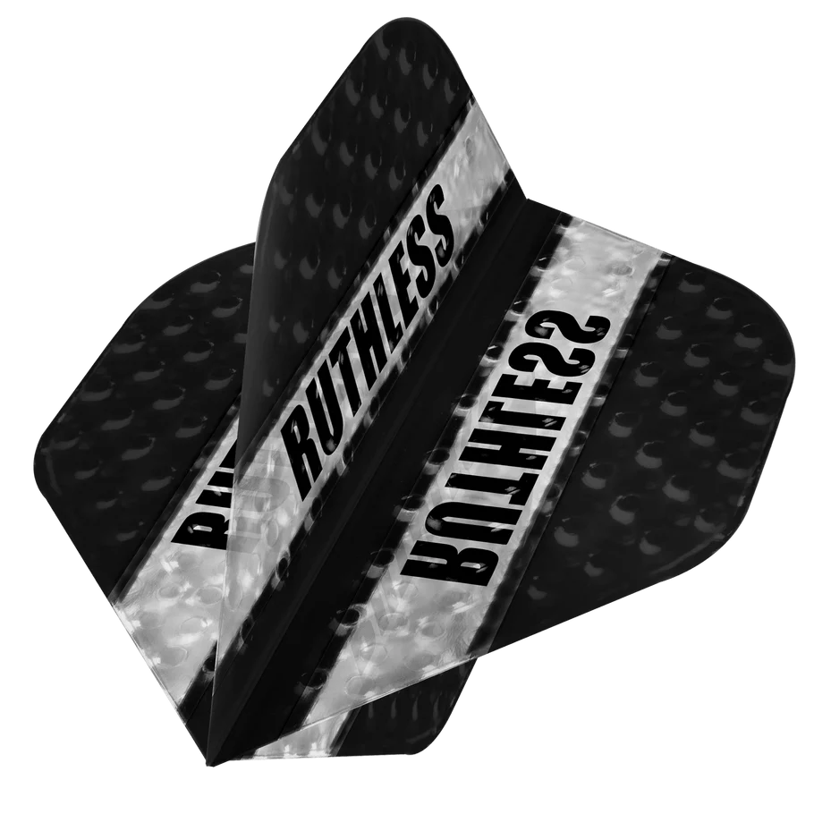 Ruthless Clear Panel Dimplex Darts Flights, Black, No 2 Shape, 100 Micron