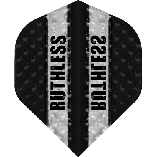Ruthless Clear Panel Dimplex Darts Flights, Black, No 2 Shape, 100 Micron