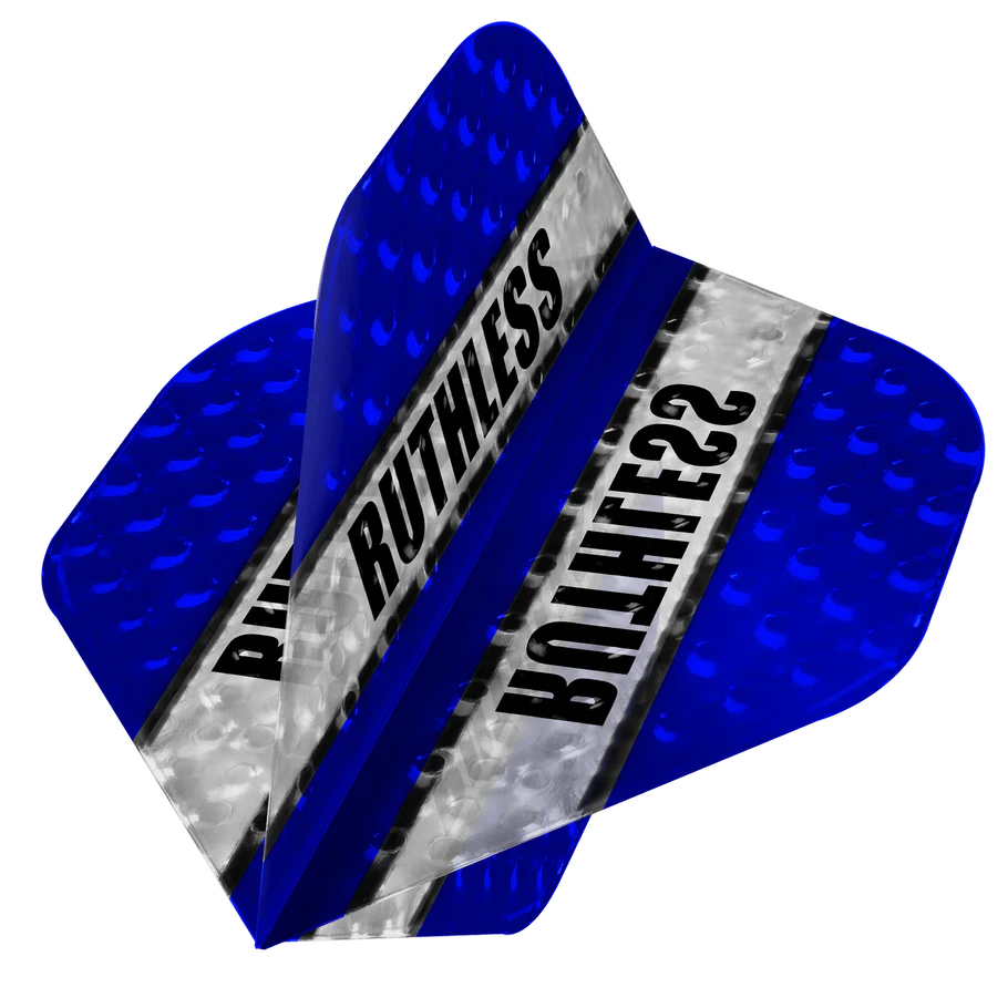 Ruthless Clear Panel Dimplex Darts Flights, Blue, No 2 Shape, 100 Micron