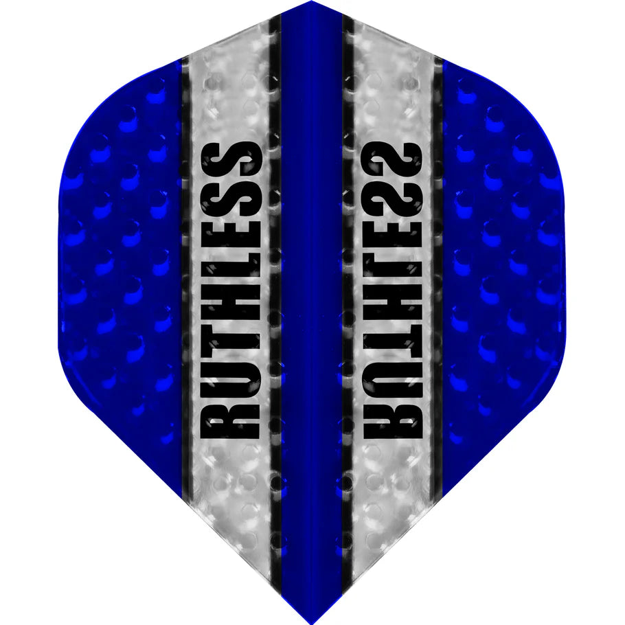 Ruthless Clear Panel Dimplex Darts Flights, Blue, No 2 Shape, 100 Micron