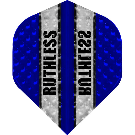 Ruthless Clear Panel Dimplex Darts Flights, Blue, No 2 Shape, 100 Micron