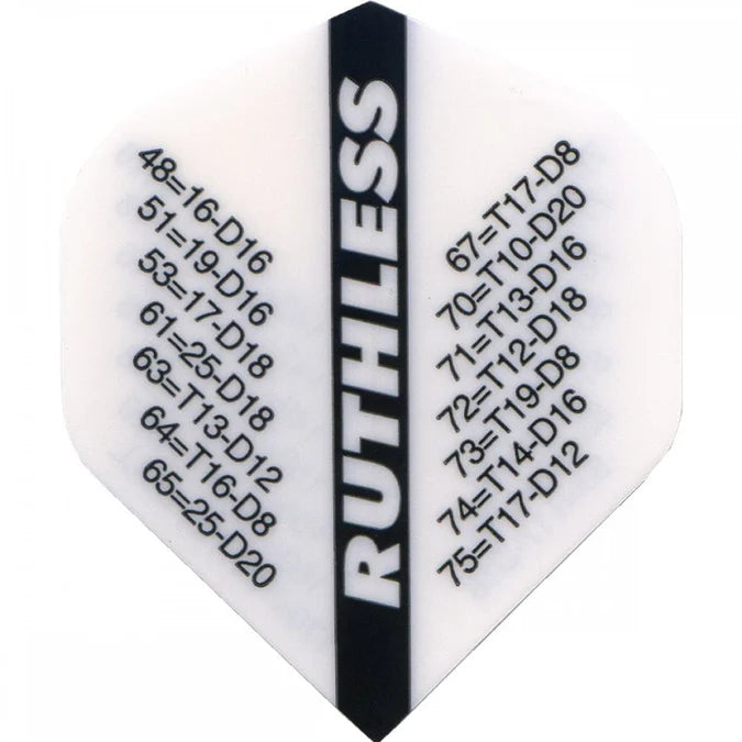 Ruthless Checkouts Dart Flights, White, No 2 Shape, 100 Micron