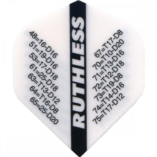 Ruthless Checkouts Dart Flights, White, No 2 Shape, 100 Micron