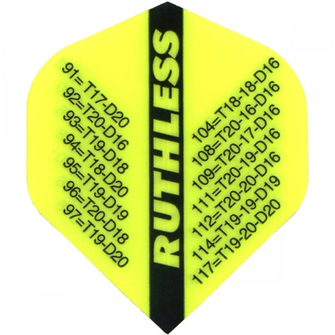 Ruthless Checkouts Dart Flights, Yellow, No 2 Shape, 100 Micron