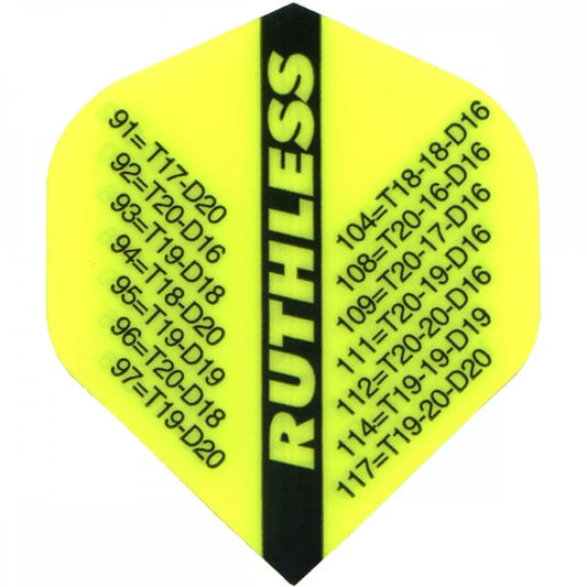 Ruthless Checkouts Dart Flights, Yellow, No 2 Shape, 100 Micron