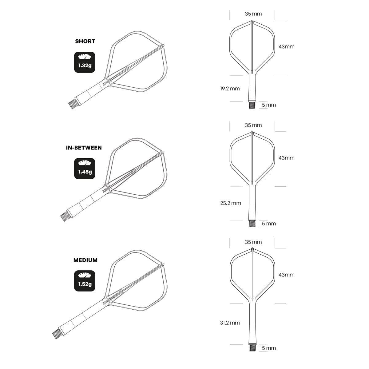 Shot Flight Deck - One Piece Dart Flight and Shaft System - Yellow