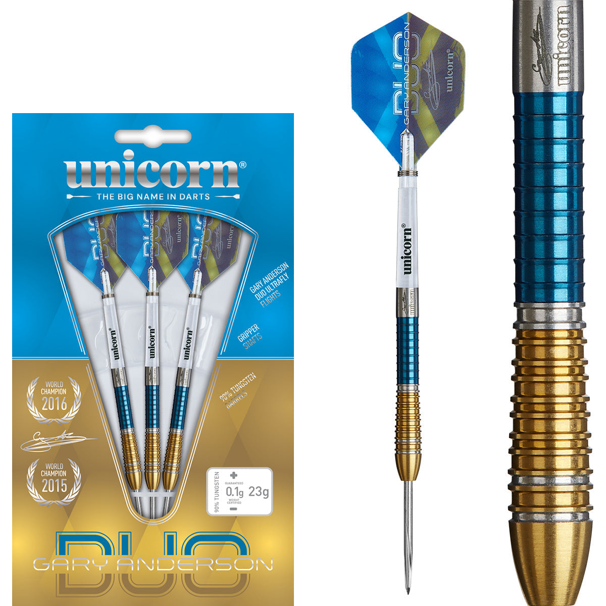 Gary Anderson Phase 6 Duo 90% Tungsten Steel Tip Darts by Unicorn