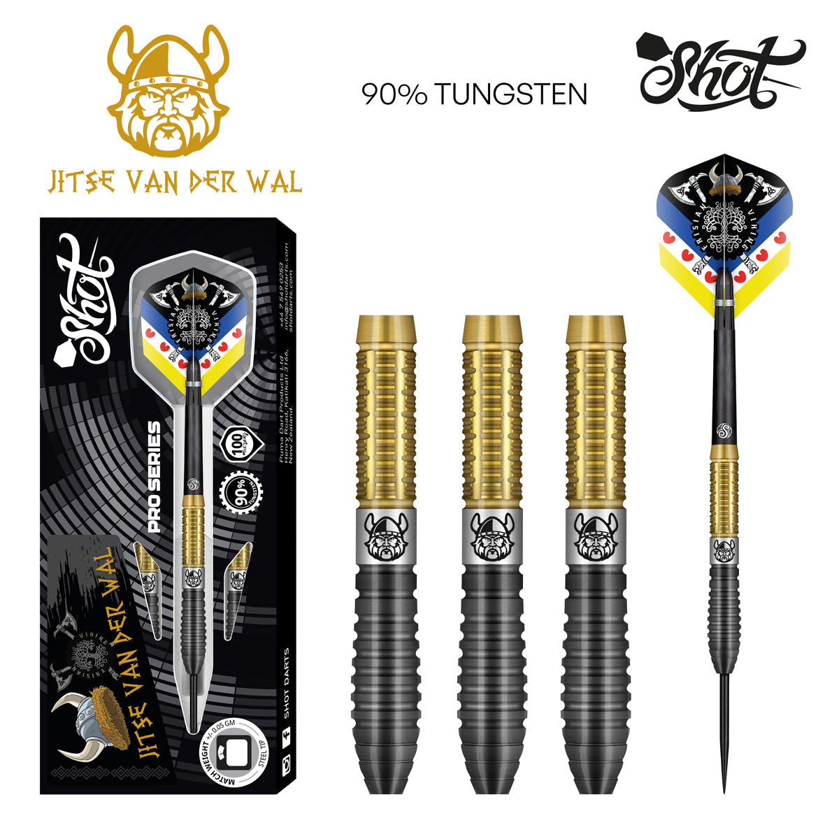 Pro Series Jitse van der Wal 90% Tungsten Steel Tip Darts by Shot