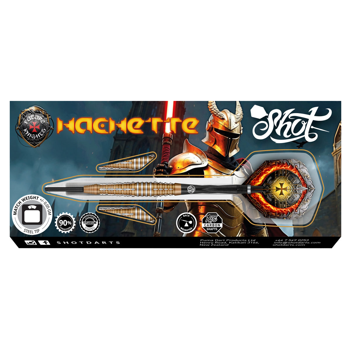 Future Knights Hachette 90% Tungsten Steel Tip Darts by Shot