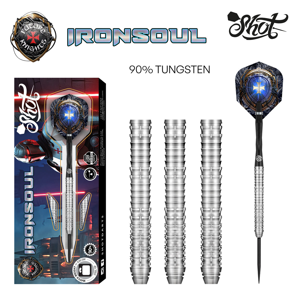 Future Knights Ironsoul 90% Tungsten Steel Tip Darts by Shot