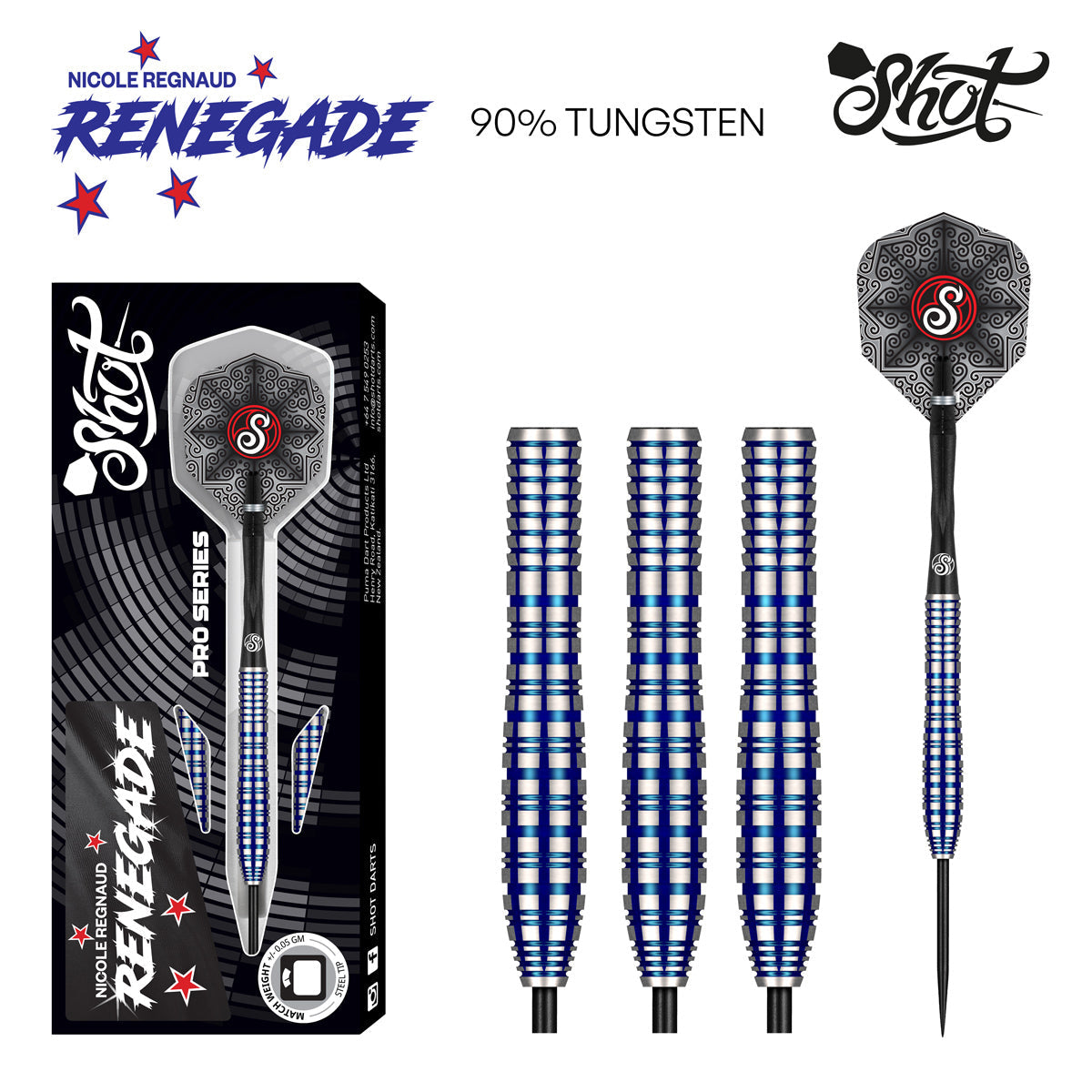 Shot Pro Series Nicole Regnaud 90% Tungsten Steel Tip Darts