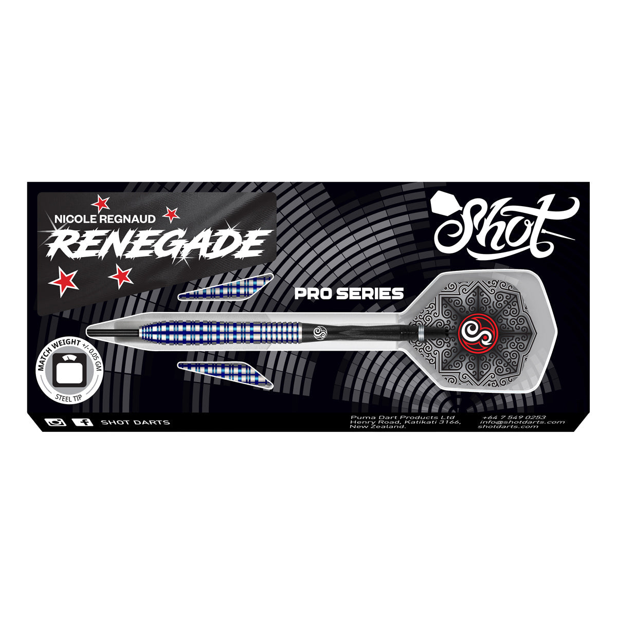 Shot Pro Series Nicole Regnaud 90% Tungsten Steel Tip Darts