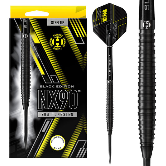 NX90 Black Edition 90% Tungsten Steel Tip Darts by Harrows